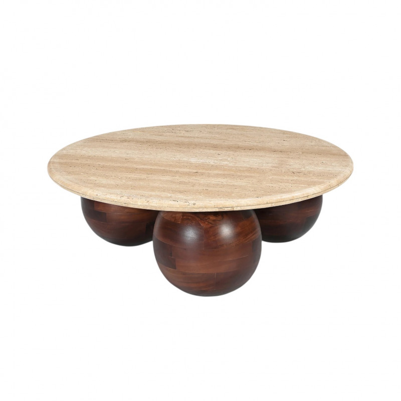 Cleo Travertine Top Round Coffee Table - Ex-Display